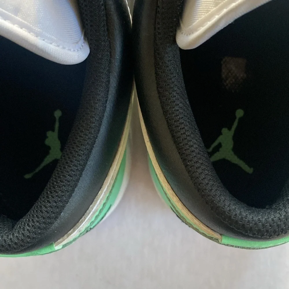 NIKE Air Jordan 1 Low White/Black/Green Glow Sneakers Size 12 Men’s